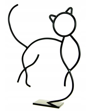 Minimalist Metal Cat Sculpture – Black Polish Steel Art