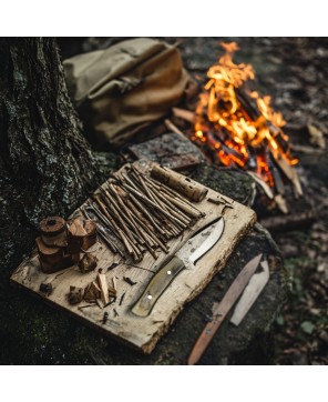 Premium Bushcraft Knife with Carbon Steel Blade and Pakkawood Handle