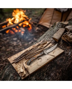 Durable Skinning Knife with Carbon Steel Blade and Color Wood Handle