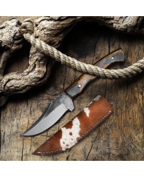 Durable Skinning Knife with Carbon Steel Blade and Color Wood Handle