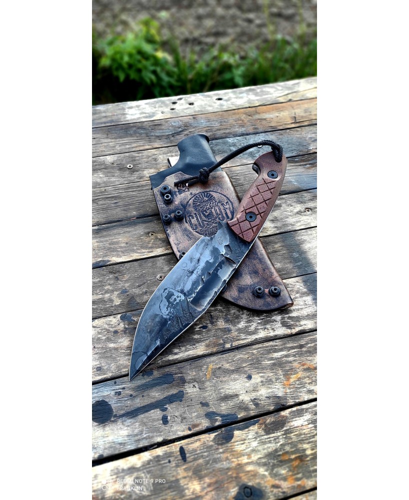 Handmade Tactical Hunting Knife with Leather Sheath