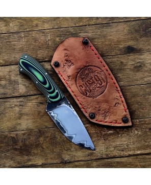 Custom Handmade Hunting Knife with Leather Sheath