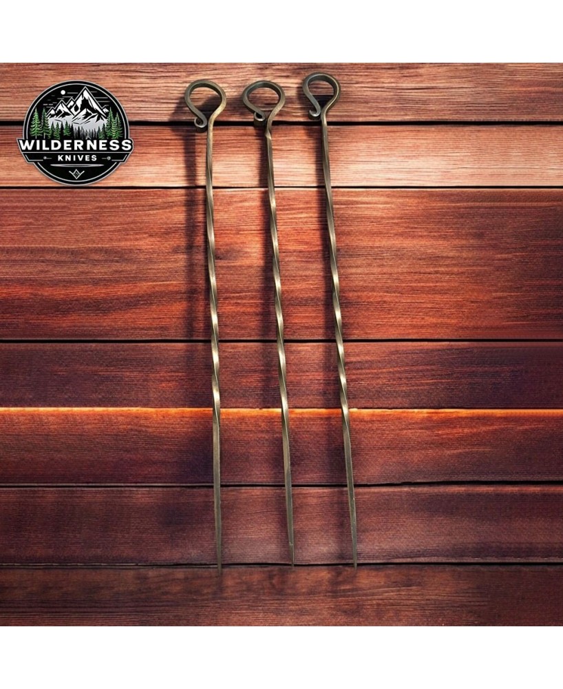 Hand-Forged Mild Steel Shishkabob Skewers for Grilling