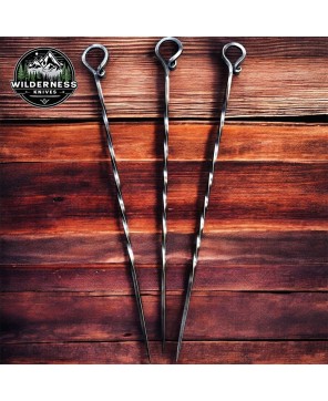 Hand-Forged Mild Steel Shishkabob Skewers for Grilling