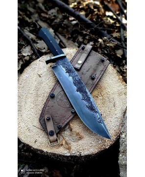 Rustic Handmade Bowie Knife with Leather Sheath