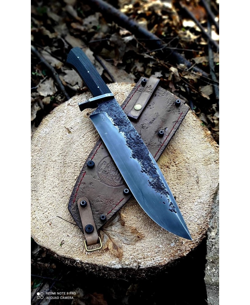 Rustic Handmade Bowie Knife with Leather Sheath