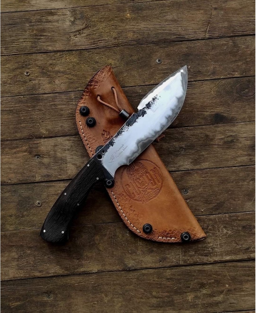 Handcrafted Bushcraft Knife with Leather Sheath