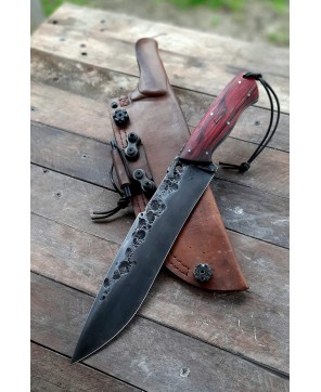 Tactical Handcrafted Knife with Firestarter and Leather Sheath