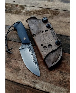 Compact Handmade Bushcraft Knife with Black G10 Handle