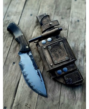 Handcrafted Bushcraft Knife with Leather Sheath