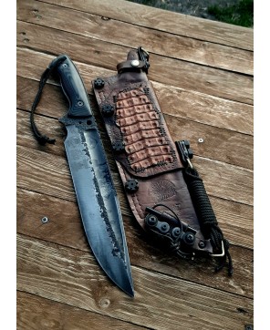 Handcrafted Tactical Survival Knife with Leather Sheath