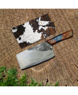 Handmade Carbon Steel Cleaver Knife with Wood Handle for Precision Cut