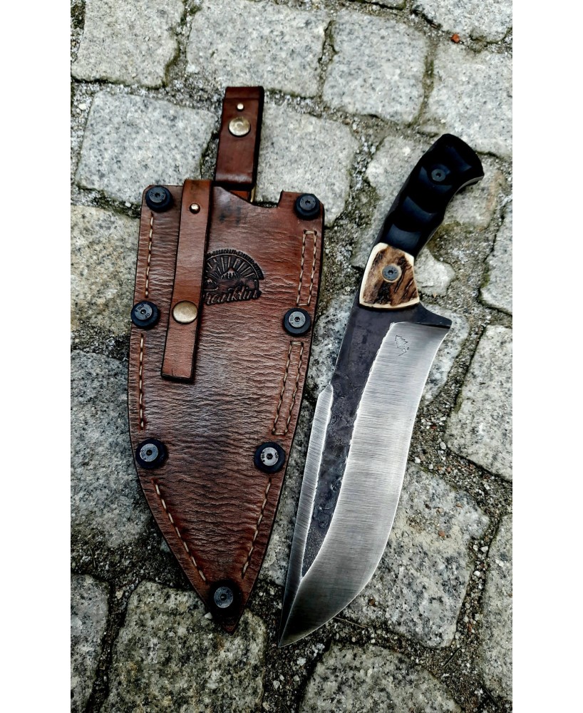 Handcrafted Tactical Bowie Knife with Leather Sheath