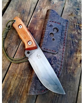 Handcrafted Bushcraft Knife with Leather Sheath