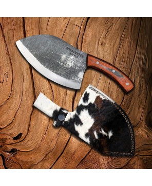 Handmade Carbon Steel Serbian Knife with Color Wood Handle