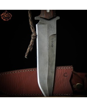 Handmade 5160 Carbon Steel Knife with Carrot Wood Handle