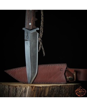 Handmade 5160 Carbon Steel Knife with Carrot Wood Handle