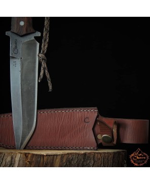 Handmade 5160 Carbon Steel Knife with Carrot Wood Handle