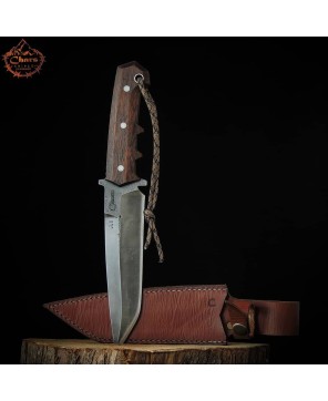 Handmade 5160 Carbon Steel Knife with Carrot Wood Handle