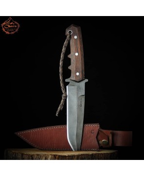 Handmade 5160 Carbon Steel Knife with Carrot Wood Handle