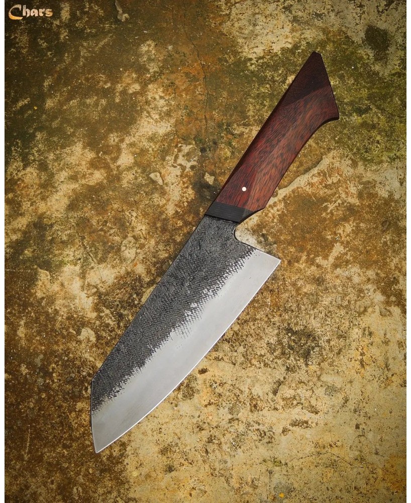 Hand-Forged Chef Knife with Red Oak Handle