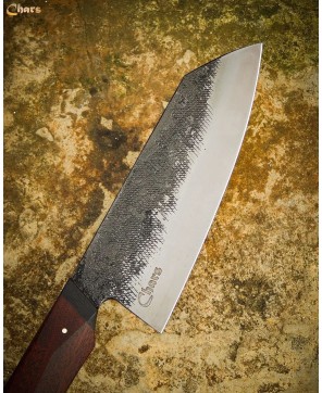 Hand-Forged Chef Knife with Red Oak Handle