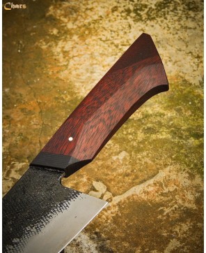 Hand-Forged Chef Knife with Red Oak Handle