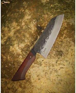 Hand-Forged Chef Knife with Red Oak Handle