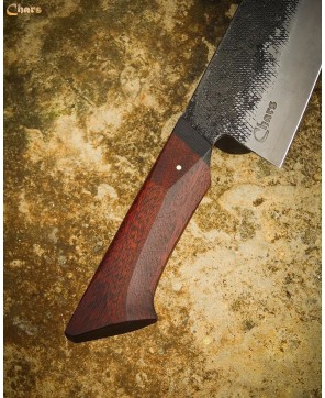 Hand-Forged Chef Knife with Red Oak Handle