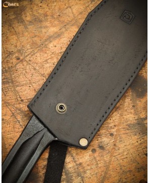 Handcrafted Knife | Forged from OM366 Engine | Matte Leather Sheath