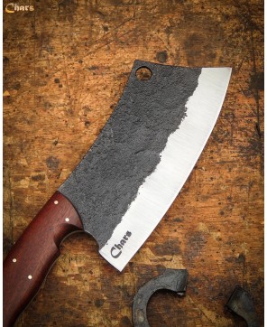 Rustic Handcrafted Cleaver with Rosewood Handle