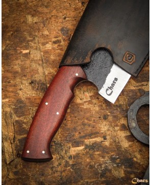 Rustic Handcrafted Cleaver with Rosewood Handle