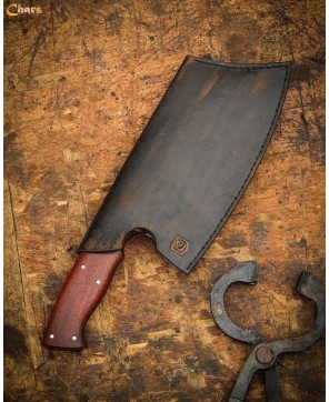 Rustic Handcrafted Cleaver with Rosewood Handle