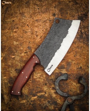 Rustic Handcrafted Cleaver with Rosewood Handle