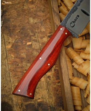 Classic Carbon Steel 1095 Butcher Blade with Polished Wood Handle