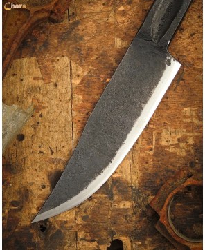 Hand Forged Integral Bowie Knife in 1086 Steel with Gandola Sheath