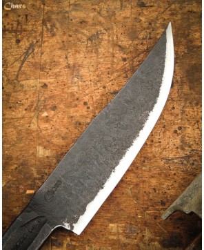 Hand Forged Integral Bowie Knife in 1086 Steel with Gandola Sheath