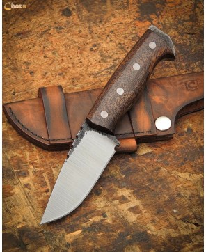 Handmade 5160 Steel Knife with Saman Wood Handle & Leather Sheath