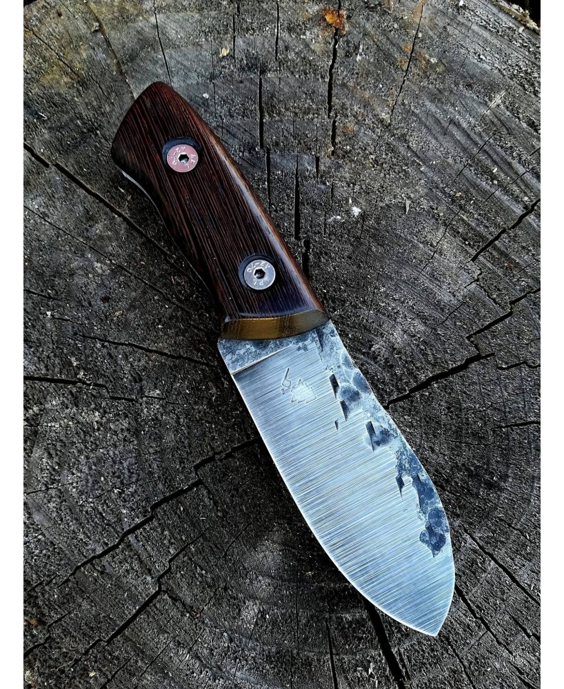 Hand-Forged Bushcraft Utility Knife with Wooden Handle