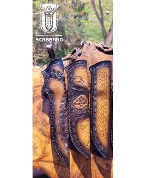 Set of 4 Leather Knife Sheaths - Handcrafted & Durable