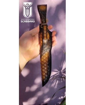 Handcrafted Leather Knife Sheath - Scaled Design & Durable