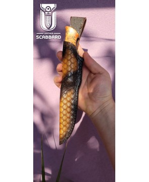 Handcrafted Leather Knife Sheath - Scaled Design & Durable