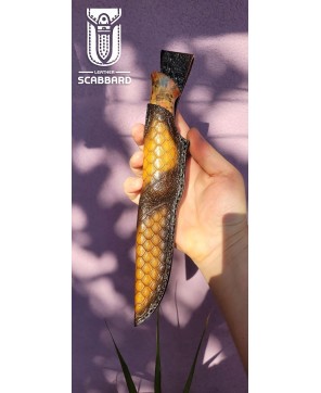 Handcrafted Leather Knife Sheath - Scaled Design & Durable