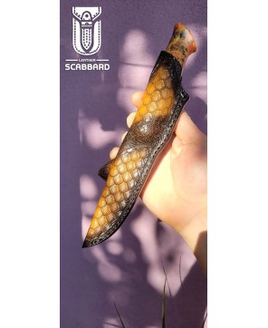 Handcrafted Leather Knife Sheath - Scaled Design & Durable