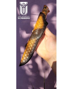 Handcrafted Leather Knife Sheath - Scaled Design & Durable