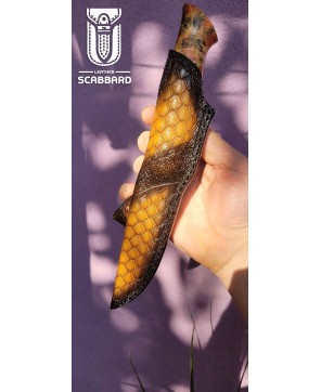 Handcrafted Leather Knife Sheath - Scaled Design & Durable