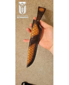 Handcrafted Leather Knife Sheath - Scaled Design & Durable