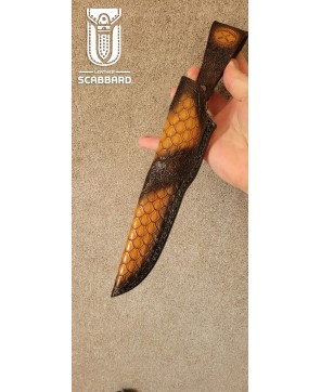 Handcrafted Leather Knife Sheath - Scaled Design & Durable