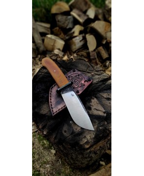 Hand-Forged Outdoor Utility Knife with Leather Sheath