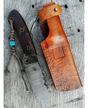 Handcrafted Bushcraft Knife with Rustic Leather Sheath